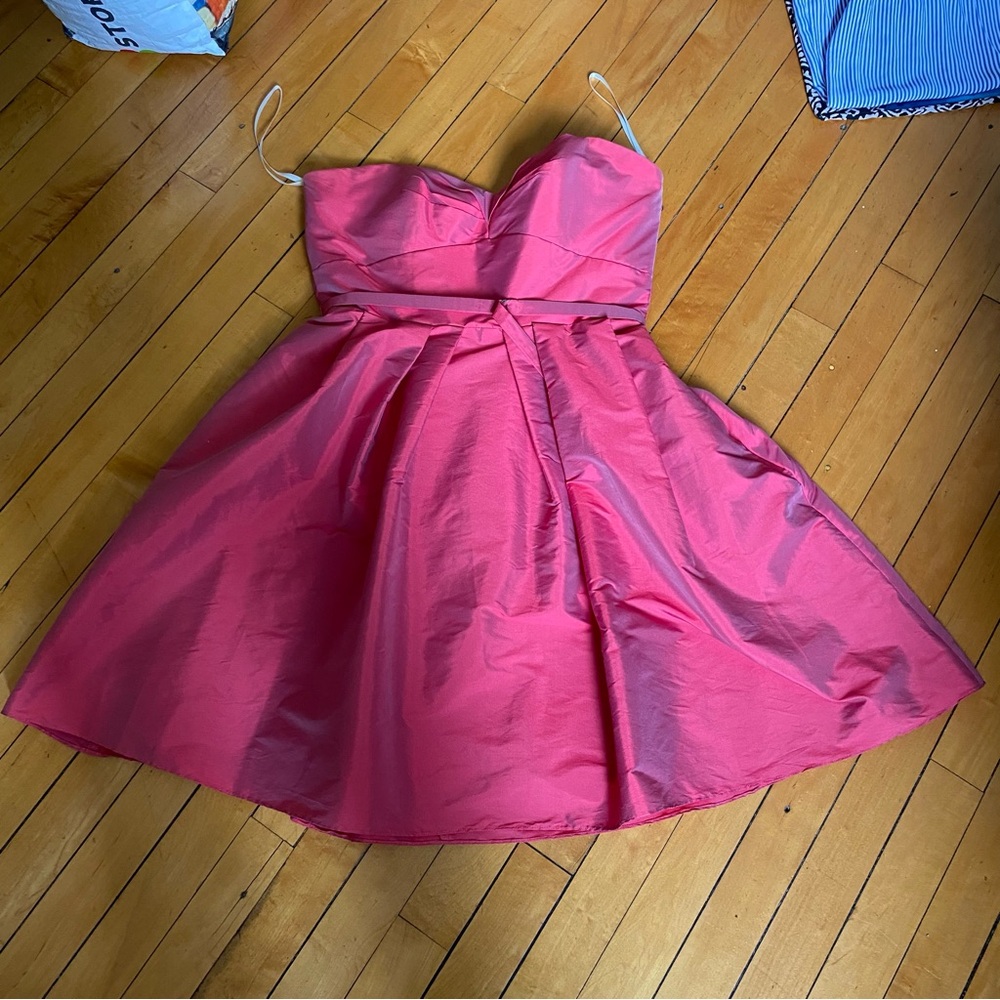 Jim Hjelm Occasions red/orange Taffeta Dress EUC